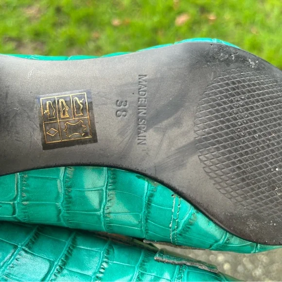 L'INTERVALLE Turquoise Croc-Embossed Loafers - Picture 8 of 8